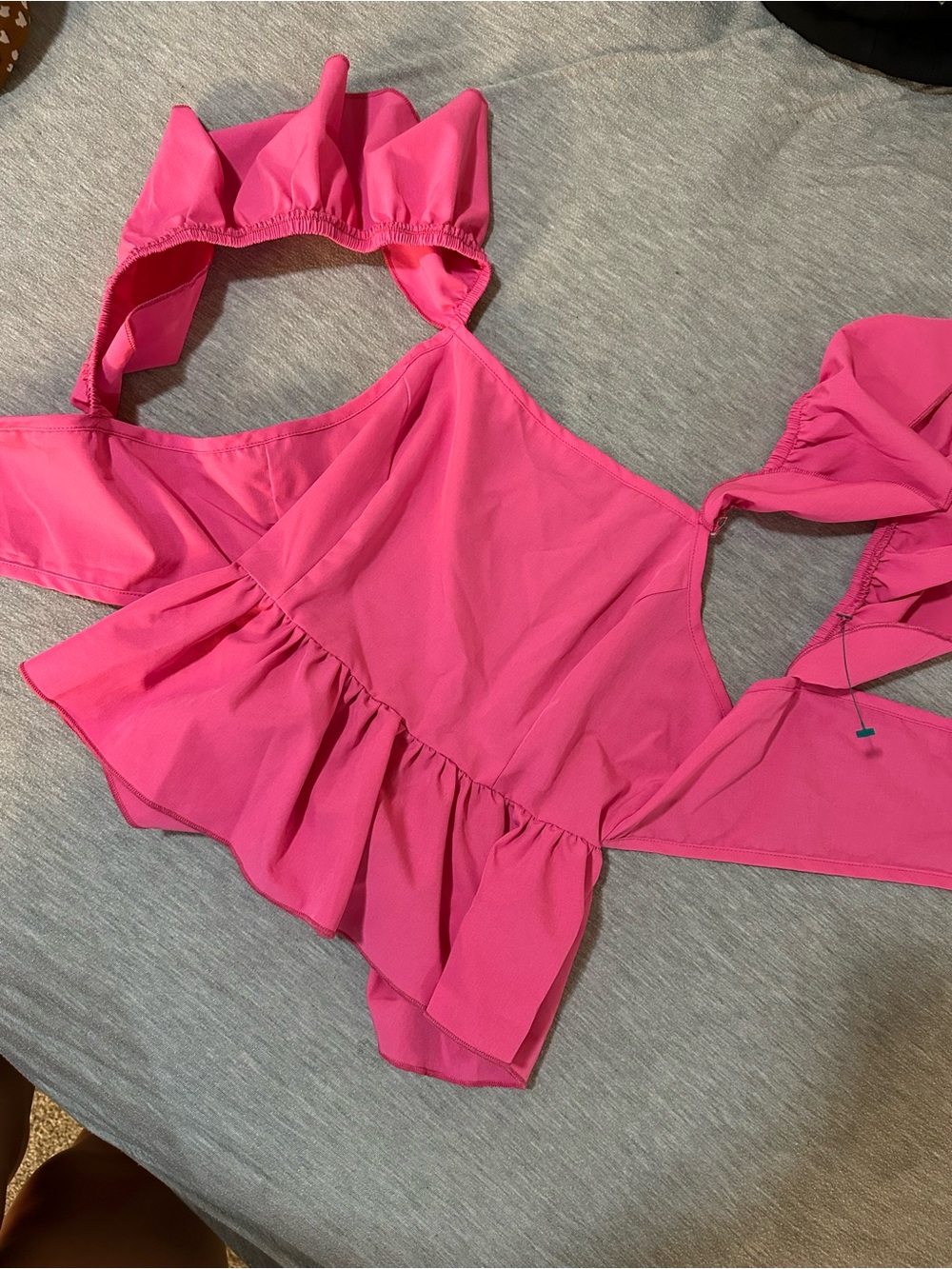 SHEIN Hot Pink Ruffle One-Piece